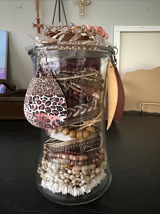 Jewelry - Boho Inspired Mystery Jewelry Jar In shades Of Brown.